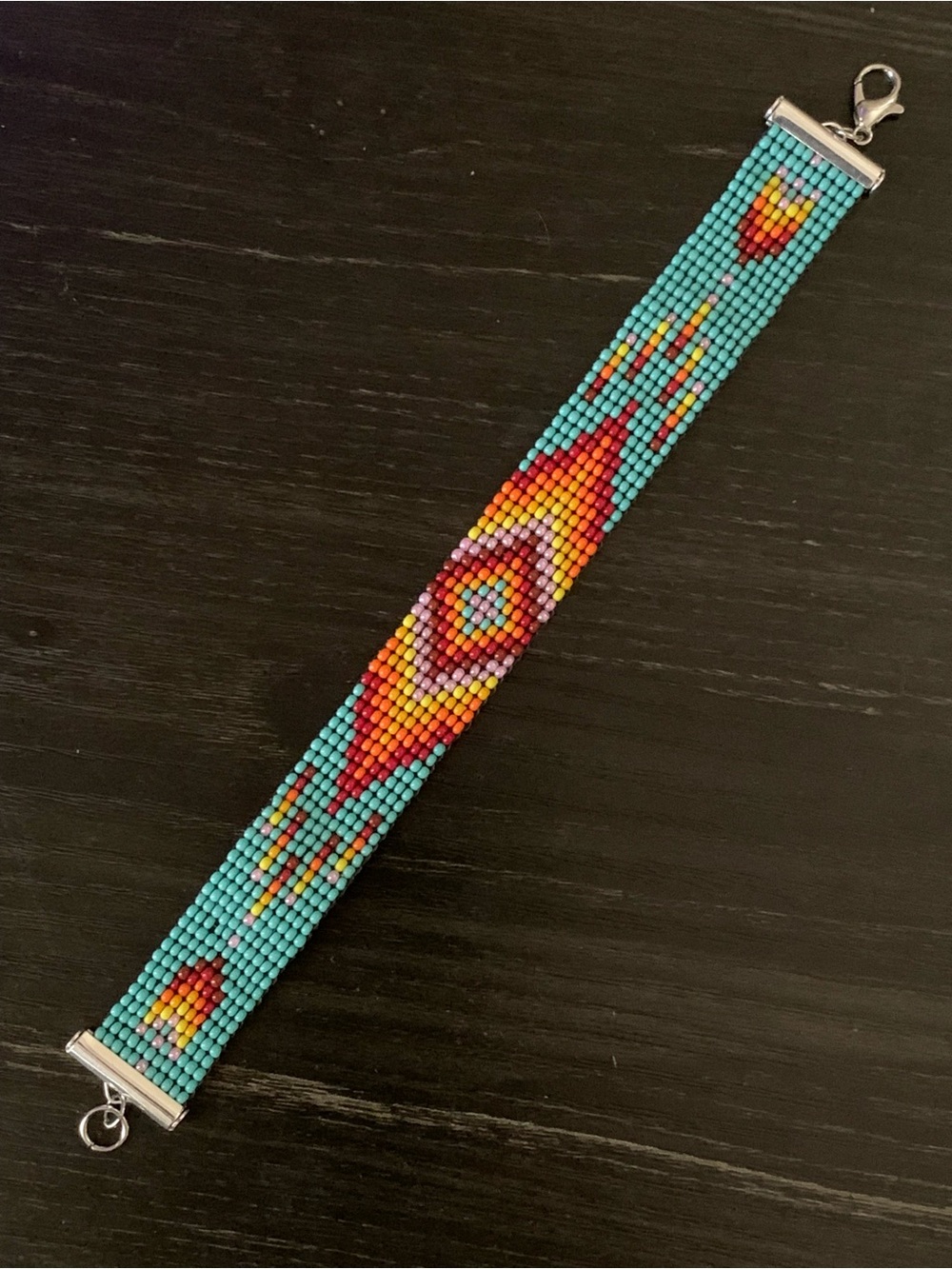 7.75” Handmade Sunrise Seed Bead Bracelet